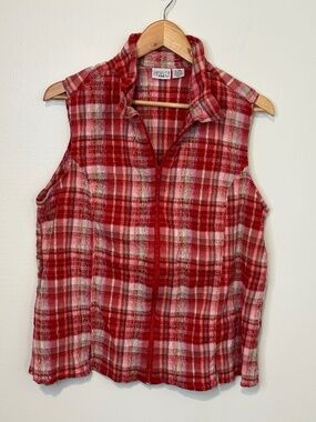 Vintage Carolina Colours Red Plaid Vest Size 22W